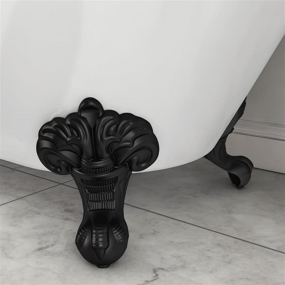 Beaufort Trowbridge 1560 x 720mm Matt Grey and White Freestanding Bath Black Legs