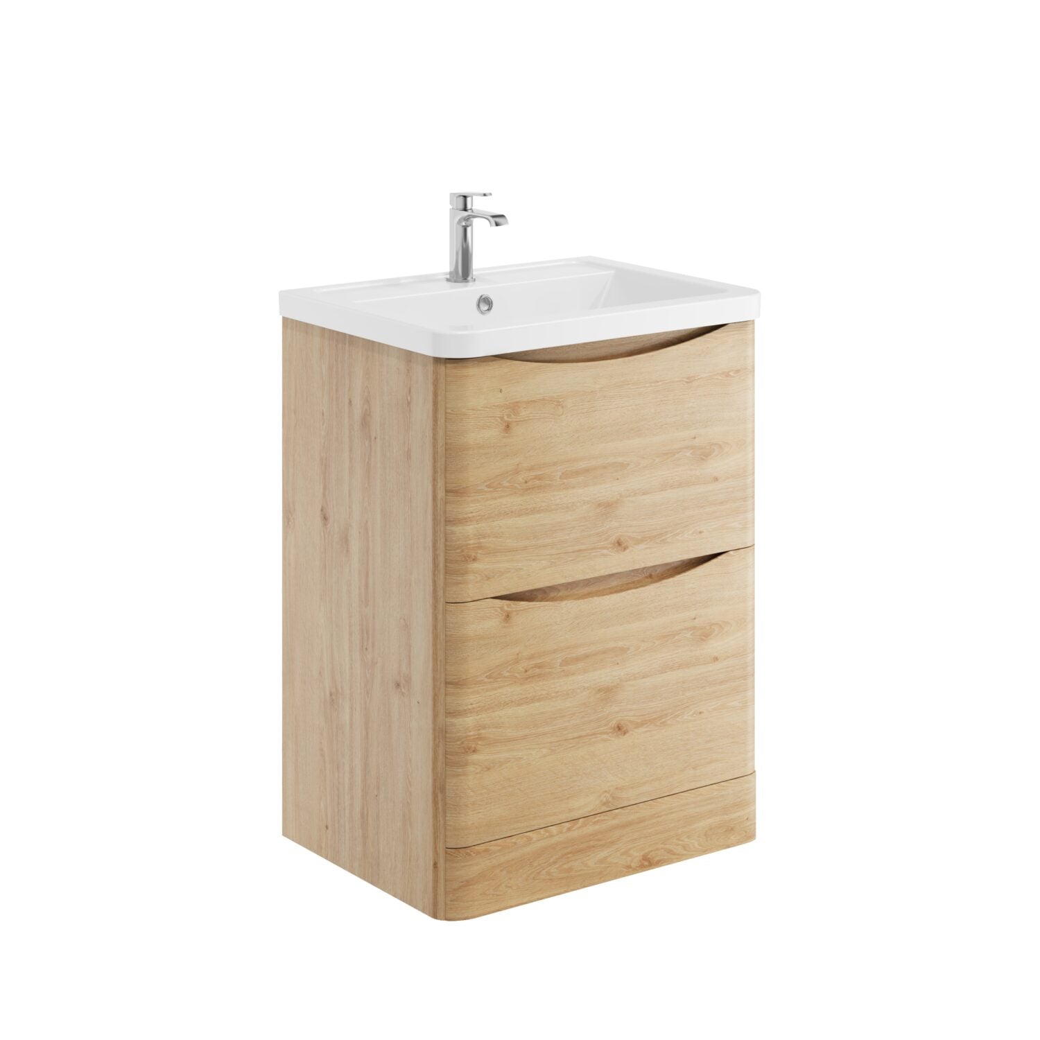 Bella 600mm Davos Oak Floorstanding Vanity Unit with Basin