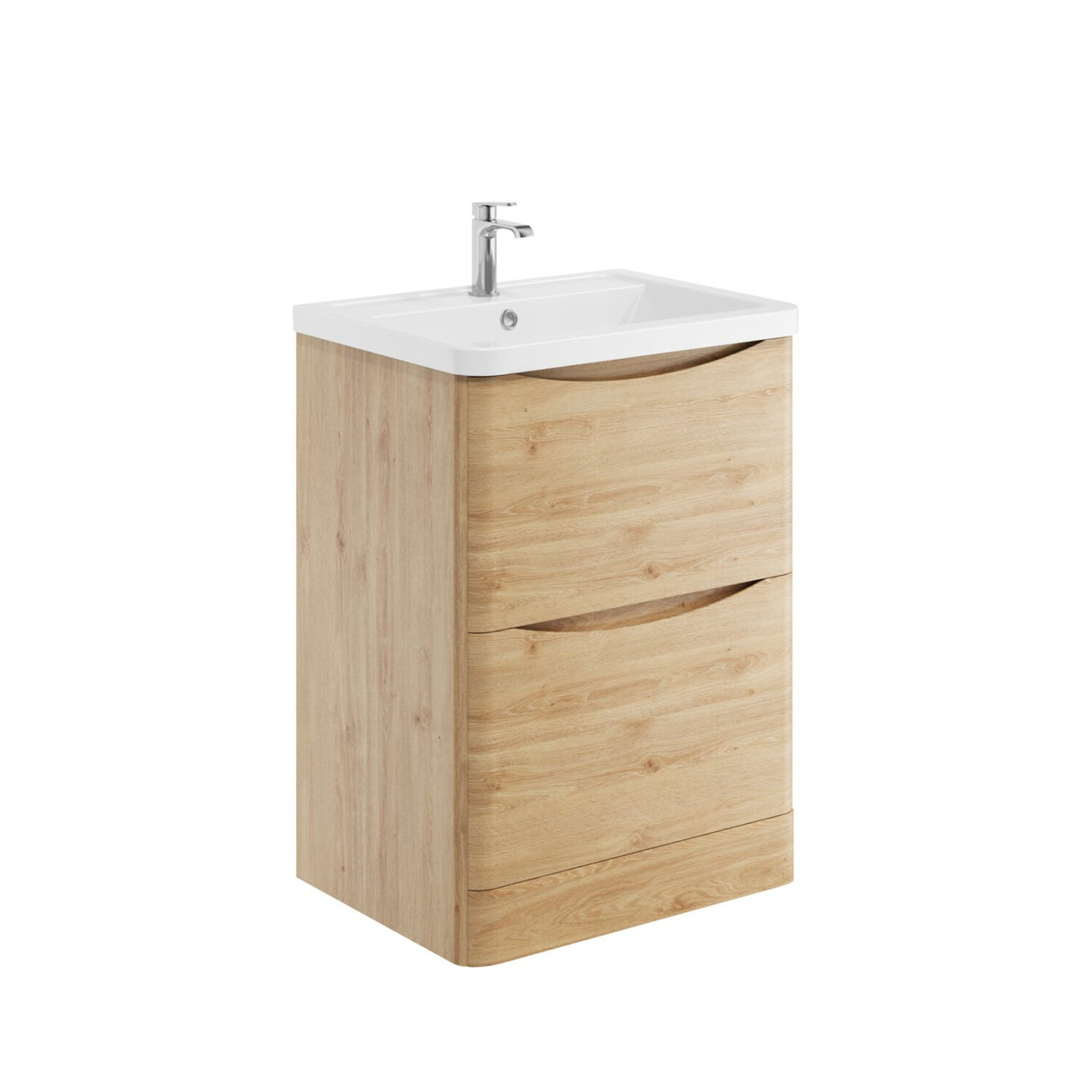 Bella 600mm Davos Oak Floorstanding Vanity Unit with Basin