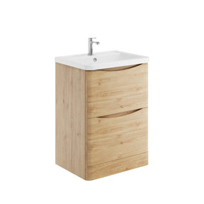 Bella 600mm Davos Oak Floorstanding Vanity Unit with Basin
