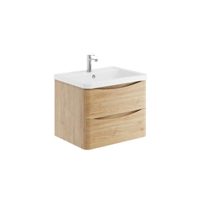 Bella 600mm Davos Oak Wall Mounted Vanity Unit with Basin