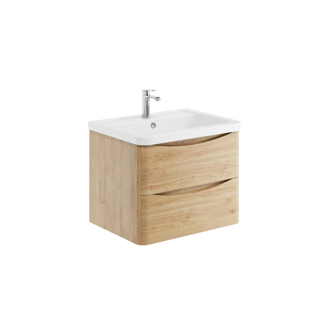 Bella 600mm Davos Oak Wall Mounted Vanity Unit with Basin