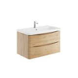 Bella 800mm Davos Oak Wall Mounted Vanity Unit with Basin