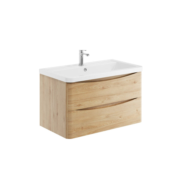 Bella 800mm Davos Oak Wall Mounted Vanity Unit with Basin