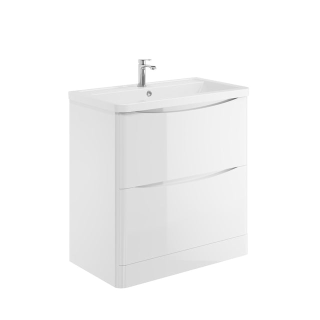 Bella 800mm Gloss White Floorstanding Vanity Unit with Basin