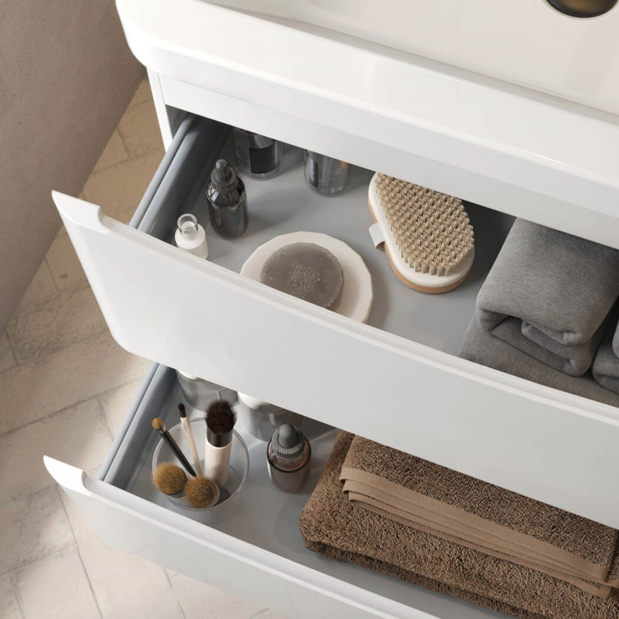 Bella 800mm Gloss White Wall Mounted Vanity Unit with Basin lifestyle