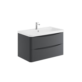 Bella 800mm Matt Grey Wall Mounted Vanity Unit with Basin