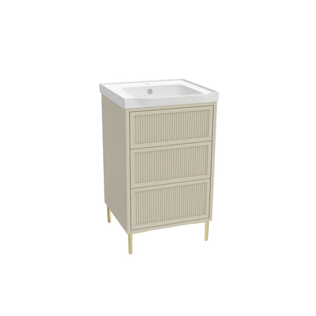 Bota 500mm Freestanding Flutted Vanity Unit and Basin in Stone