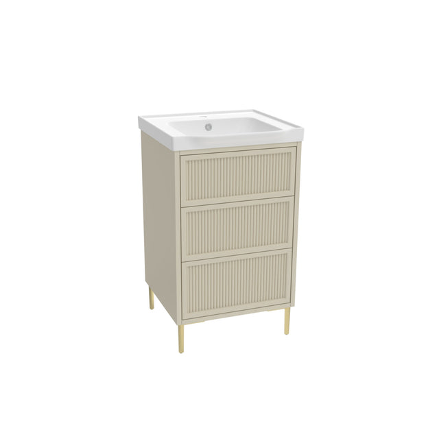 Bota 500mm Freestanding Flutted Vanity Unit and Basin in Stone