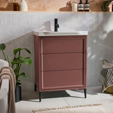 Bota 500mm Freestanding Vanity Unit and Basin in Earth Red lifestyle