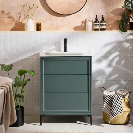 Bota 600mm Freestanding Vanity Unit and Basin in Parisian Green lifestyle 2