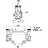STPUMP15TN Bristan 1.5 Bar Twin Ended Shower Pump Powered By Stuart Turner Line Drawing