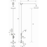 Bristan 1901 Thermostatic Exposed Single Control Shower Valve with Rigid Riser Kit Dimensions