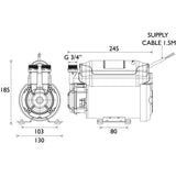 STPUMP20SG Bristan 2.0 Bar Single Ended Shower Pump Powered By Stuart Turner Line Drawing