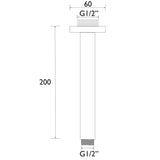 Bristan 200mm Round Ceiling Fed Shower Arm in Chrome Dimensions