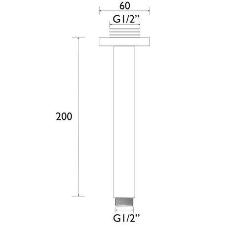 Bristan 200mm Round Ceiling Fed Shower Arm in Chrome Dimensions