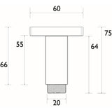 Bristan 75mm Square Ceiling Fed Shower Arm in Chrome Dimensions