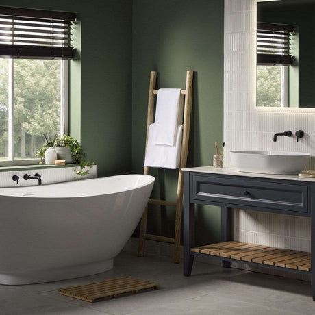 AL3THWMBFBLK Bristan Altum Black 3TH Wall Mounted Bath Filler Bathroom Setting