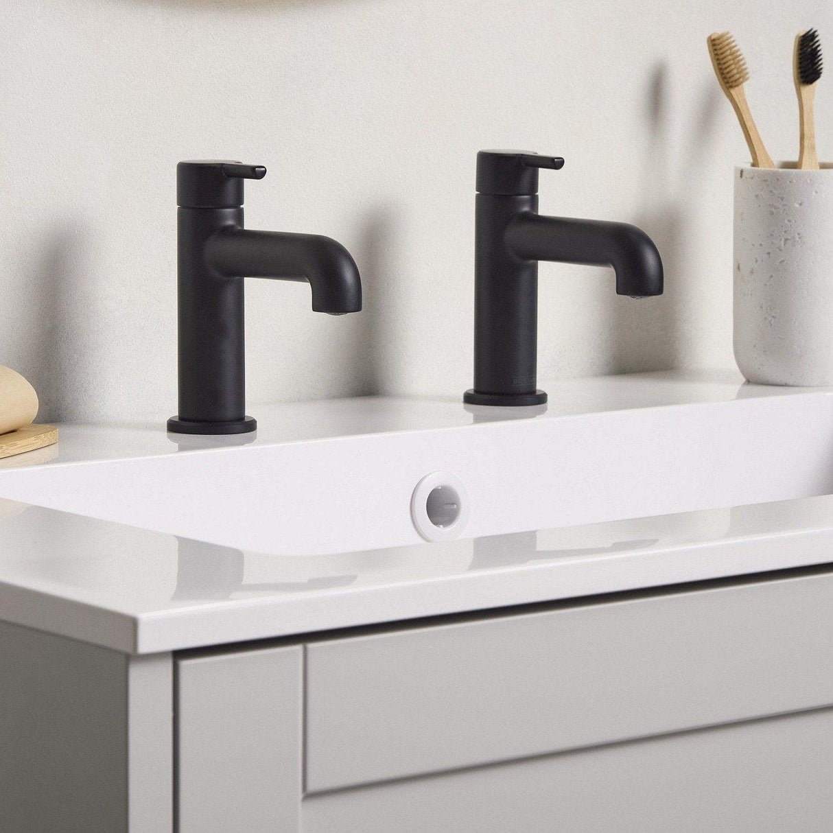 AL1/2BLK Bristan Altum Black Basin Taps Lifestyle