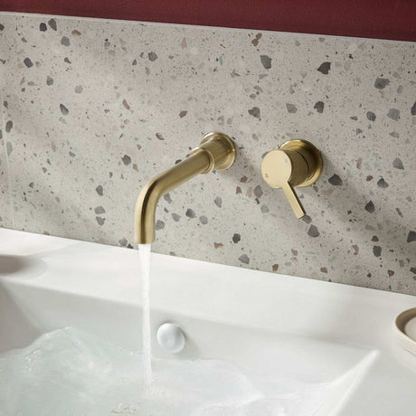 AL2THWMBASBB Bristan Altum Brushed Brass 2TH Wall Mounted Basin Mixer Lifestyle