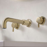 AL3THWMBASBB Bristan Altum Brushed Brass 3TH Wall Mounted Basin Mixer Bathroom Setting
