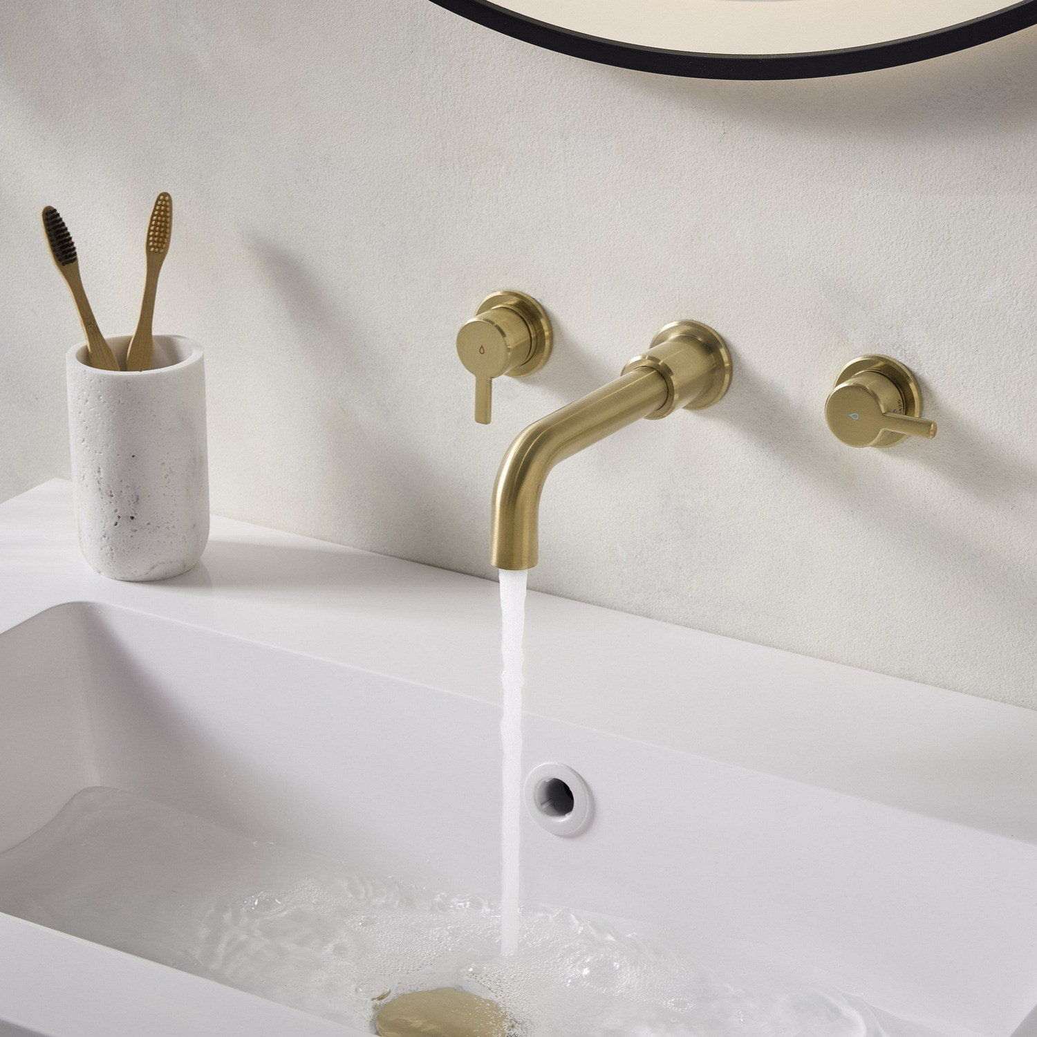AL3THWMBASBB Bristan Altum Brushed Brass 3TH Wall Mounted Basin Mixer Lifestyle
