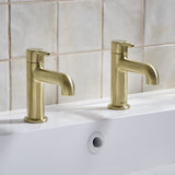 AL1/2BB Bristan Altum Brushed Brass Basin Taps Lifestyle