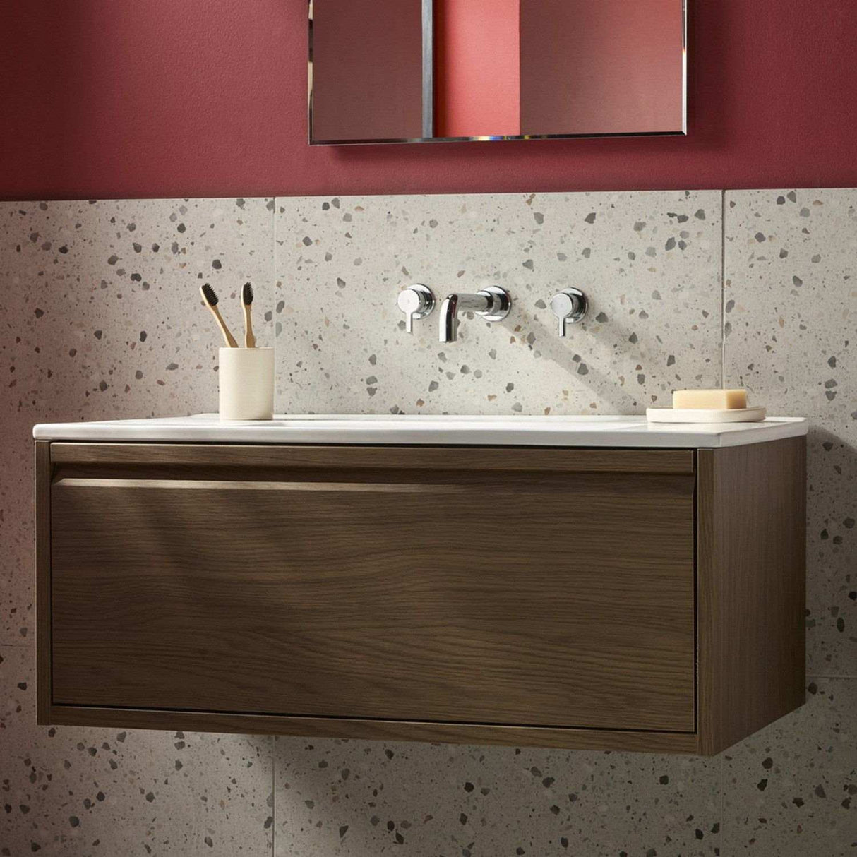 AL3THWMBASC Bristan Altum Chrome 3TH Wall Mounted Basin Mixer Lifestyle