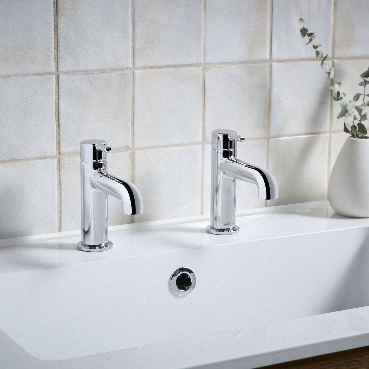 AL1/2C Bristan Altum Chrome Basin Taps Bathroom Setting