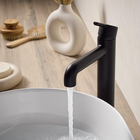 ALESTBASBLK Bristan Altum Eco Start Black Tall Basin Mixer with Waste Bathroom Setting