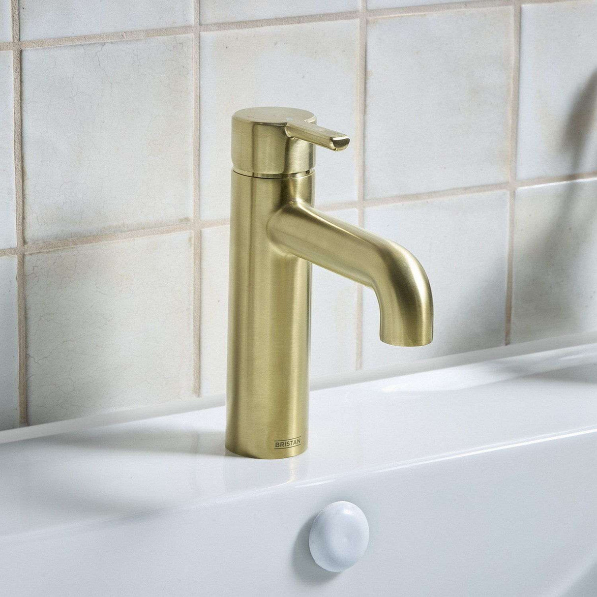 ALESBASBB Bristan Altum Eco Start Brushed Brass Basin Mixer with Waste Bathroom Setting