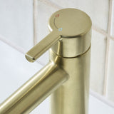 ALESBASBB Bristan Altum Eco Start Brushed Brass Basin Mixer with Waste Handle Close Up