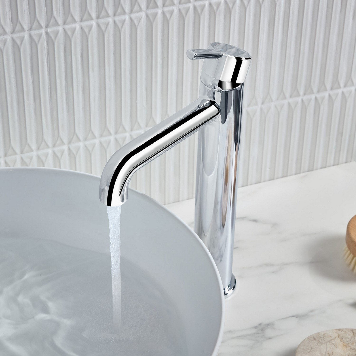 ALESTBASC Bristan Altum Eco Start Chrome Tall Basin Mixer with Waste Close Up