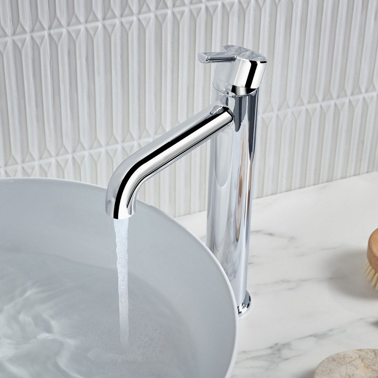ALESTBASC Bristan Altum Eco Start Chrome Tall Basin Mixer with Waste Close Up