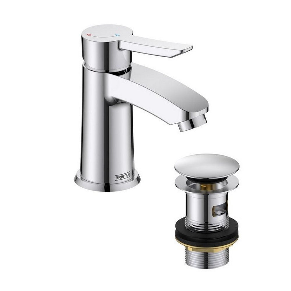 Bristan Apelo Eco Start Small Basin Mixer with Waste in Chrome
