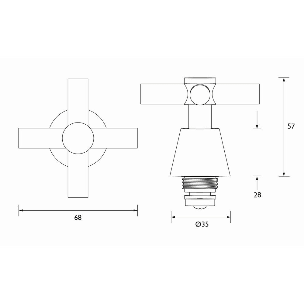 Bristan Bath Tap Reviver with Crosshead Handles dimensions