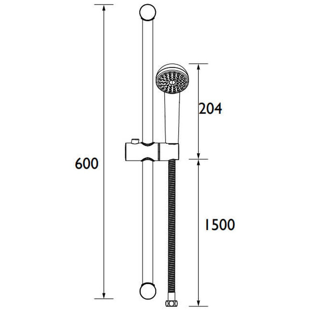 Bristan Chrome Slide Rail Shower Kit With Rub Clean Handset dimensions