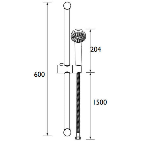 Bristan Chrome Slide Rail Shower Kit With Rub Clean Handset dimensions