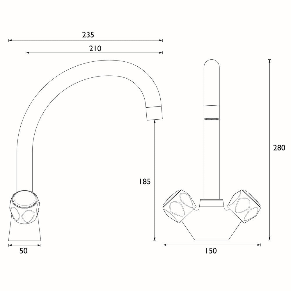 Bristan Club Sink Mixer in Chrome dimensions