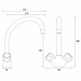 Bristan Club Sink Mixer in Chrome dimensions