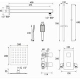 Bristan Cobalt Black Concealed Dual Control Shower Pack Dimensions