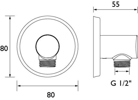 Bristan Contemporary Round Shower Wall Outlet in Chrome dimensions