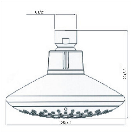 Bristan Contemporary Shower Head in Chrome dimensions