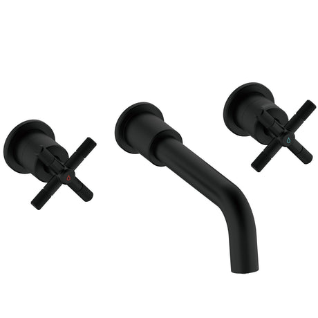 CRU3THWMBASBLK Bristan Cruzar Black 3TH Wall Mounted Basin Mixer