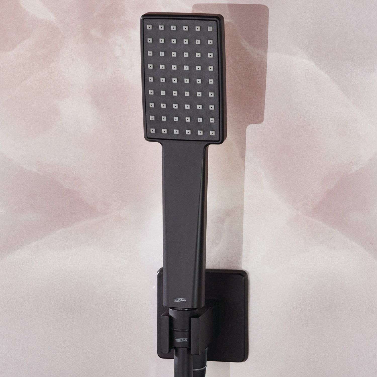 CRUZARBLKSHWRPK2 Bristan Cruzar Black Shower Pack with Fixed Head and Wall Outlet Handset Close Up