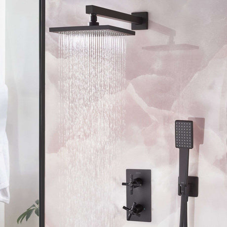 CRUZARBLKSHWRPK2 Bristan Cruzar Black Shower Pack with Fixed Head and Wall Outlet Handset Lifestyle