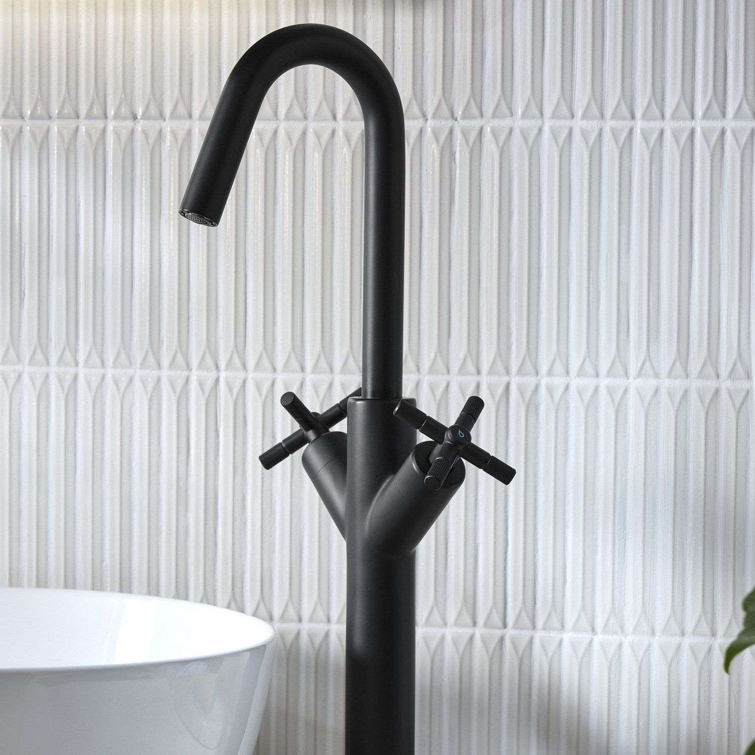 CRUTBASBLK Bristan Cruzar Black Tall Basin Mixer with Waste and a COuntertop Basin