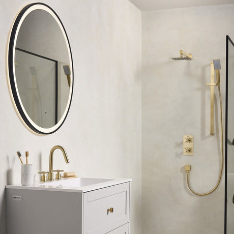 CRU3THBASBB Bristan Cruzar Brushed Brass 3TH Basin Mixer Bathroom Setting