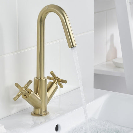 CRUBASBB Bristan Cruzar Brushed Brass Basin Mixer with Waste Lifestyle