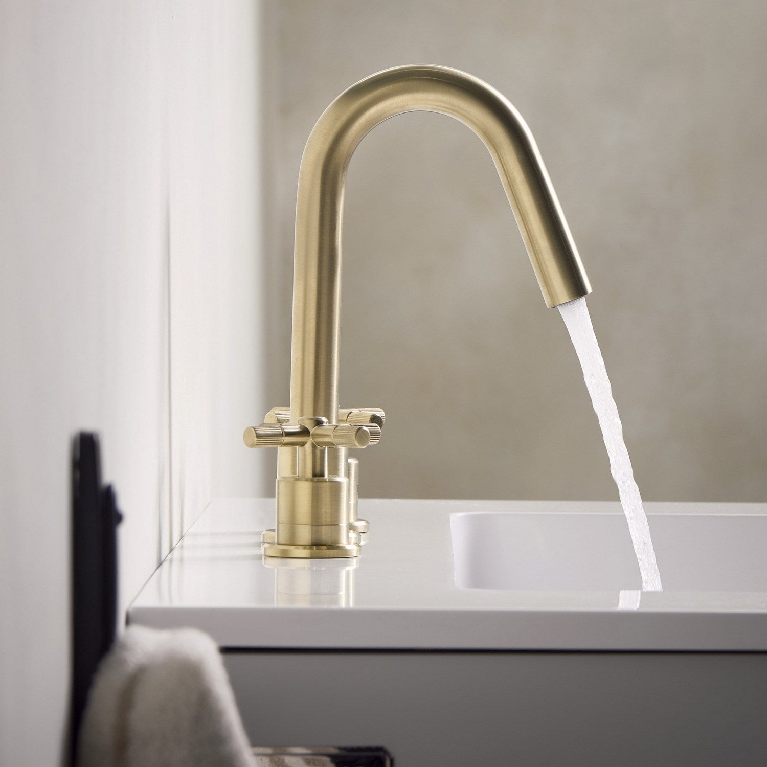 CRUBASBB Bristan Cruzar Brushed Brass Basin Mixer with Waste Side View